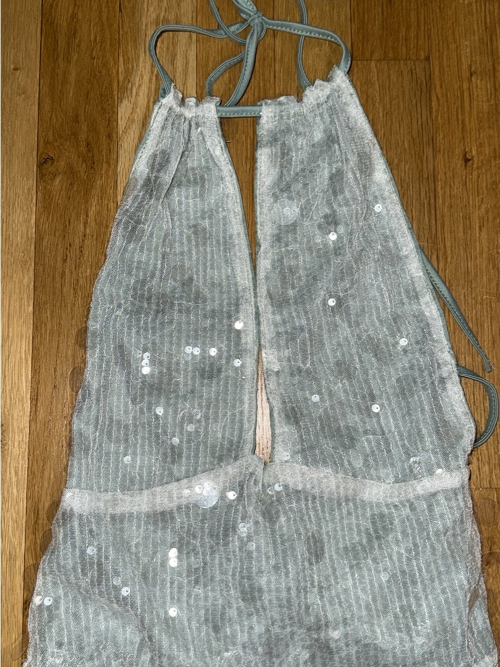 Sequined Light Green Halter Top